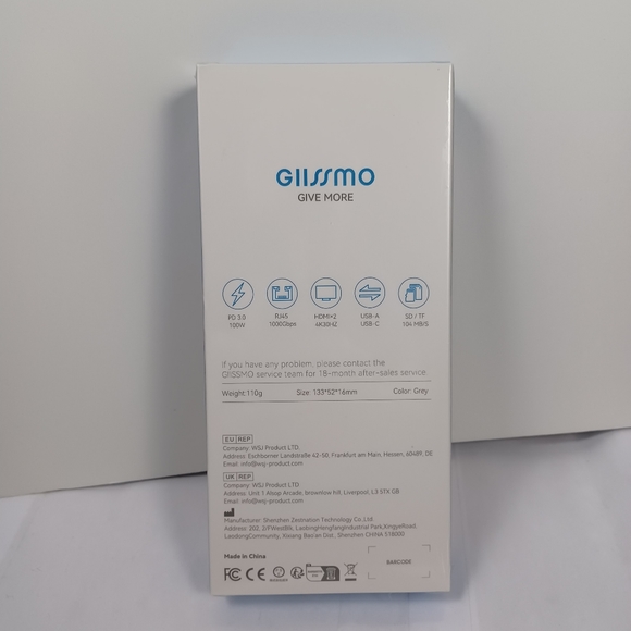 Giissmo 10 In 1 USB C Hub NEW SEALED -Gray - Picture 2 of 8